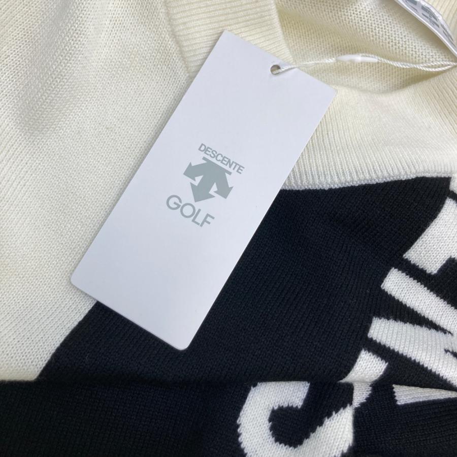 【新品】DESCENTE GOLF デサントゴルフ  Vネック 長袖ニットセーター  ホワイト系 L ゴルフウェア レディース_4