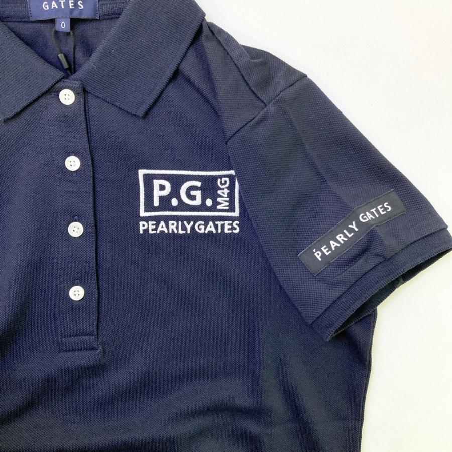 【新品】PEARLY GATES パーリーゲイツ  半袖ポロシャツ  ネイビー系 0 ゴルフウェア レディースの画像