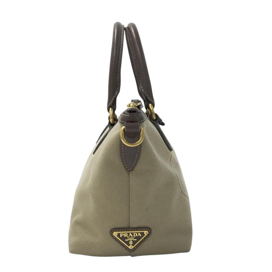 PRADA プラダ 1BA111 キャンバス×レザー 2way ハンドバッグ ロゴ
