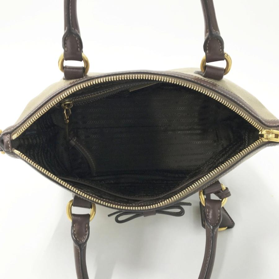 PRADA プラダ 1BA111 キャンバス×レザー 2way ハンドバッグ ロゴ