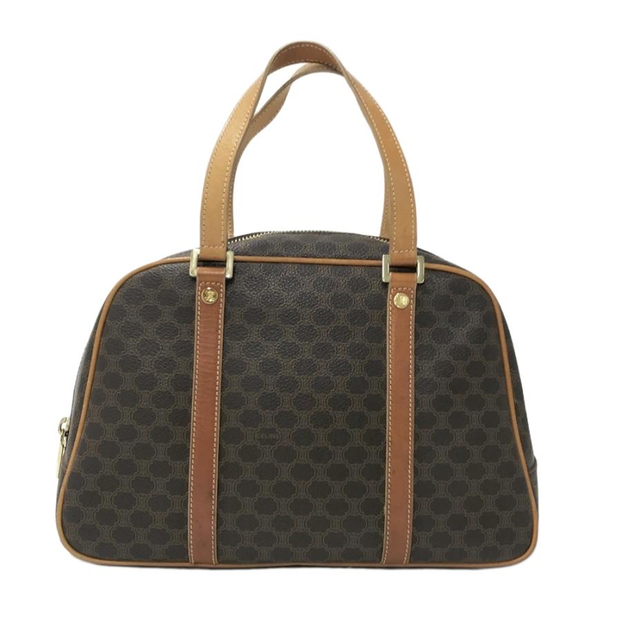 CELINE セリーヌ マカダム レザー ハンドバッグ ブラウン レディース CELINE セリーヌ レザー ハンドバッグ マカダム柄 ブラウン系