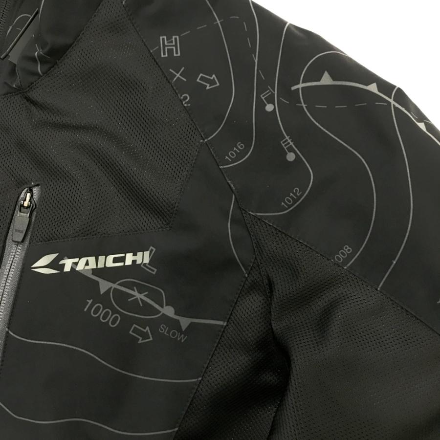 RS TAICHI アールエスタイチ RSJ328 エアー パーカ ライディングジャケット 総柄 ブラック系 L バイクウェア メンズの画像