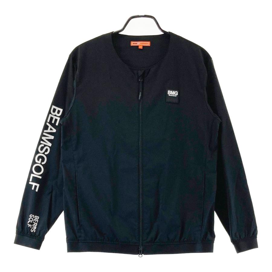 BEAMS GOLF ジャケット Lサイズ 黒 BEAMS GOLF ビームスゴルフ ノーカラー ジップジャケット ブラック系 S