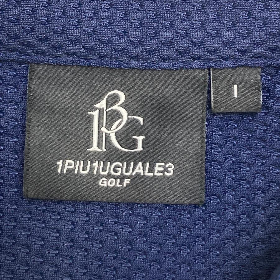 1PIU1UGUALE3 GOLF GST148 メッシュ 半袖ポロシャツ ネイビー系 1