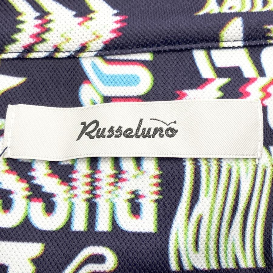 RUSSELUNO ラッセルノ 半袖ポロシャツ ボタンダウン 総柄 ネイビー系 6