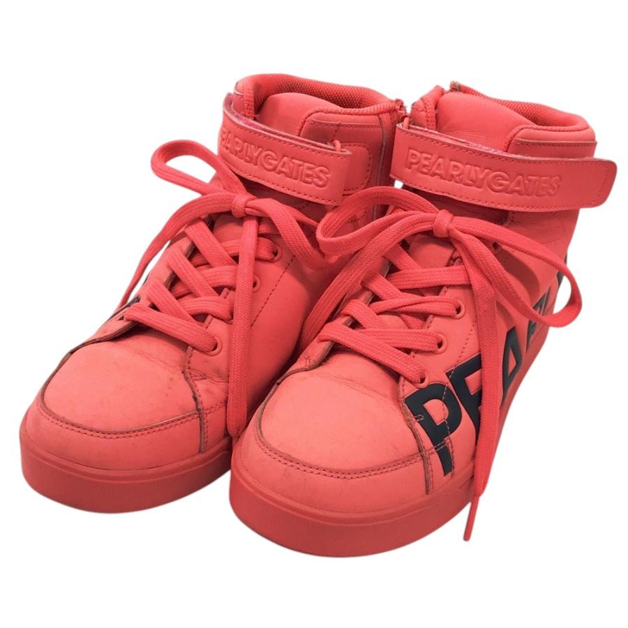 PEARLY GATES ハイカットスニーカー 美品 PEARLY GATES パーリーゲイツ ハイカットゴルフシューズ ピンク系 23.5