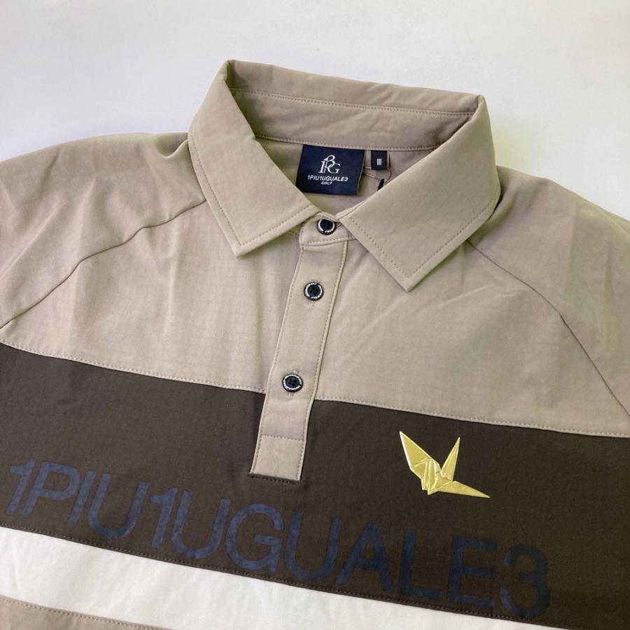 新品】1PIU1UGUALE3 GOLF GRT190 長袖ポロシャツ カーキ系 3 ゴルフ
