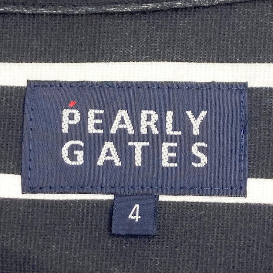 PEARLYGATES 未使用品 長袖ポロシャツ 紺 ネイビー ストライプ PEARLY GATES パーリーゲイツ 長袖ポロシャツ ストライプ柄 ネイビー系