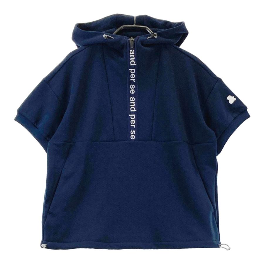 AND PER SE アンパスィ ハーフジップ 半袖パーカー ネイビー系 M