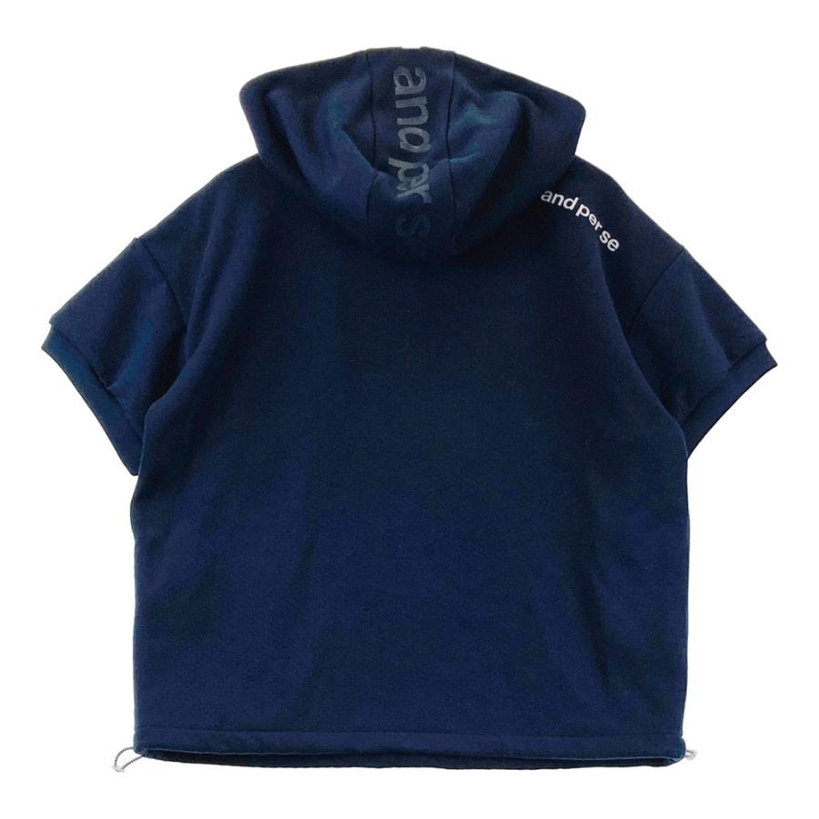 AND PER SE アンパスィ ハーフジップ 半袖パーカー ネイビー系 M