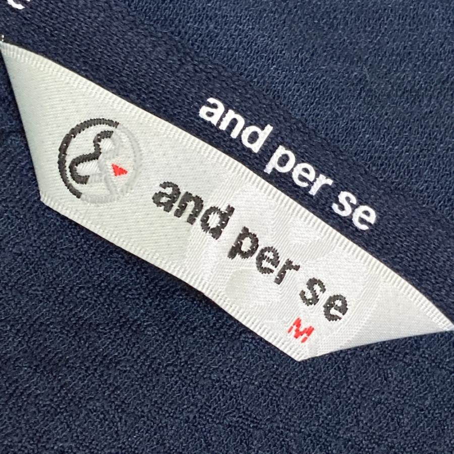 AND PER SE アンパスィ ハーフジップ 半袖パーカー ネイビー系 M