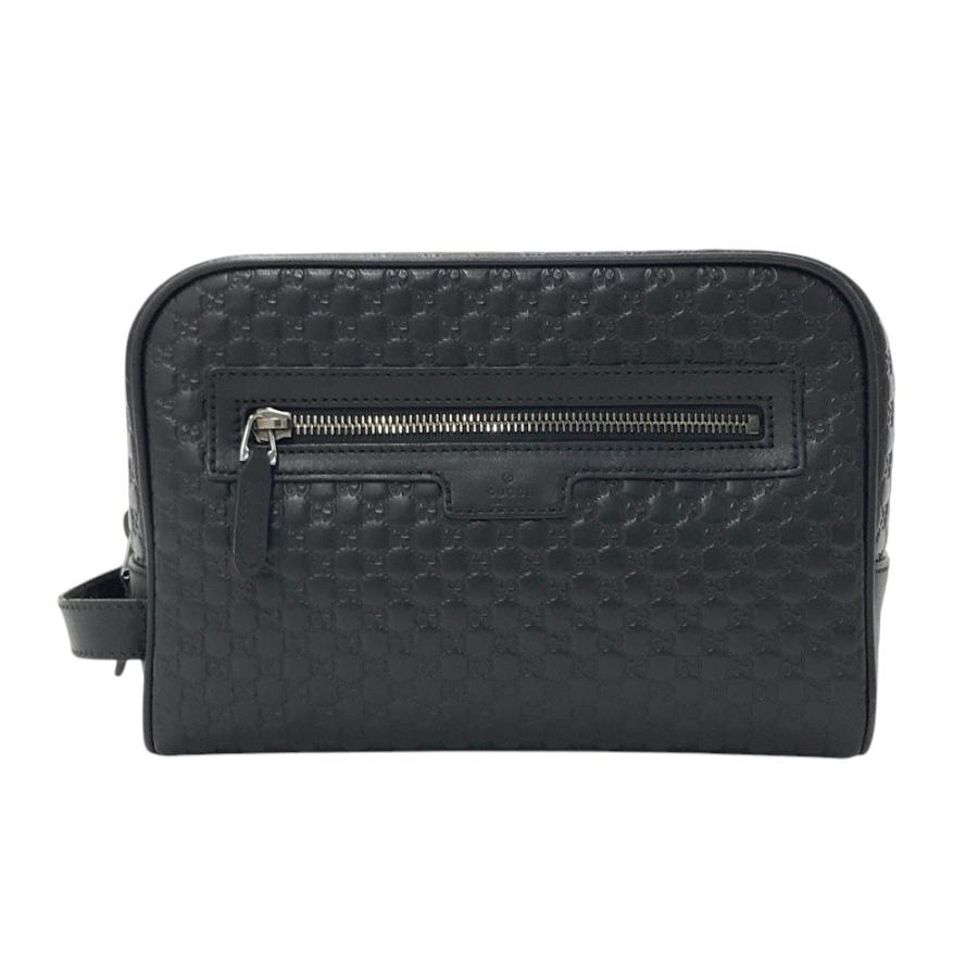 GUCCI グッチ 419775 セカンドバッグ ポーチ シマ GGロゴ ブラック系