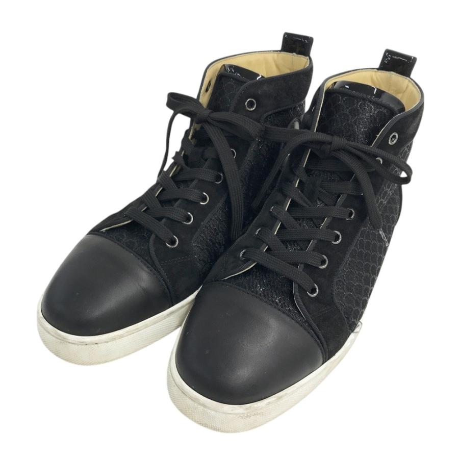 ⭐︎クリスチャンルブタン⭐︎ ハイカット ブラック スニーカー 総柄　42 1/2 CHRISTIAN LOUBOUTIN クリスチャン ルブタン ハイカット スニーカー
