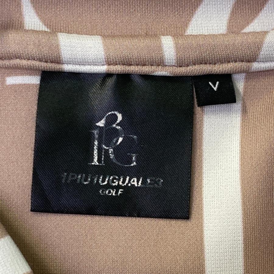 1PIU1UGUALE3 GOLF GRT148 ハイネック 長袖Tシャツ ロゴ総柄 ブラウン