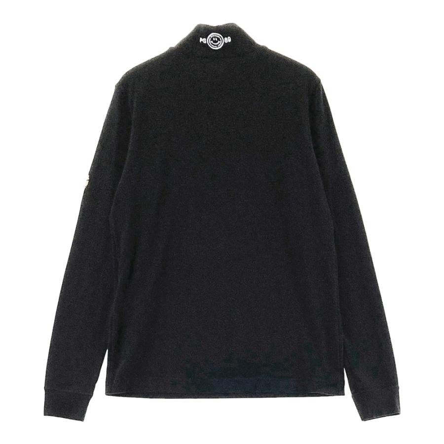 サイズ：0 PEARLY GATES パーリーゲイツ 2025年モデル 起毛 ハイネック 長袖Tシャツ ニコちゃん  ブラック系 [240101674050] ゴルフウェア レディース ストスト PEARLY GATES（パーリーゲイツ） 2025年モデル 起毛 ハイネック 長袖T