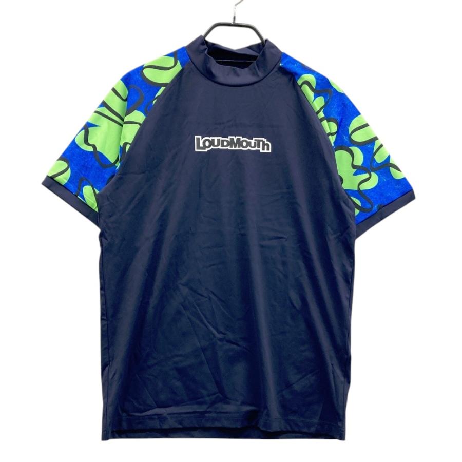 サイズ：L LOUD MOUTH ラウドマウス 2026年モデル 切替 モックネック 半袖Tシャツ レトロチャーム 総柄 ネイビー系 [240101675199] ゴルフウェア メンズ ストスト 新品】LOUD MOUTH ラウドマウス 2026年モデル 切替 モックネック 半袖T