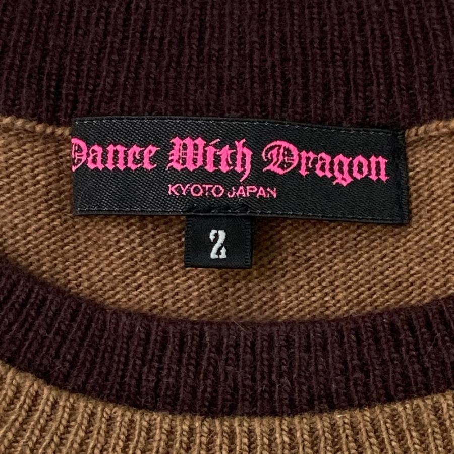 DANCE WITH DRAGON ダンスウィズドラゴン  ニットセーター カシミヤ混 チビドラ  ブラウン系 2 ゴルフウェア レディース_3