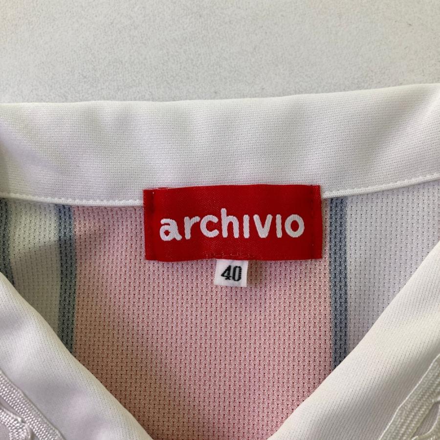 ARCHIVIO アルチビオ ノースリーブポロシャツ ストライプ柄 オレンジ系