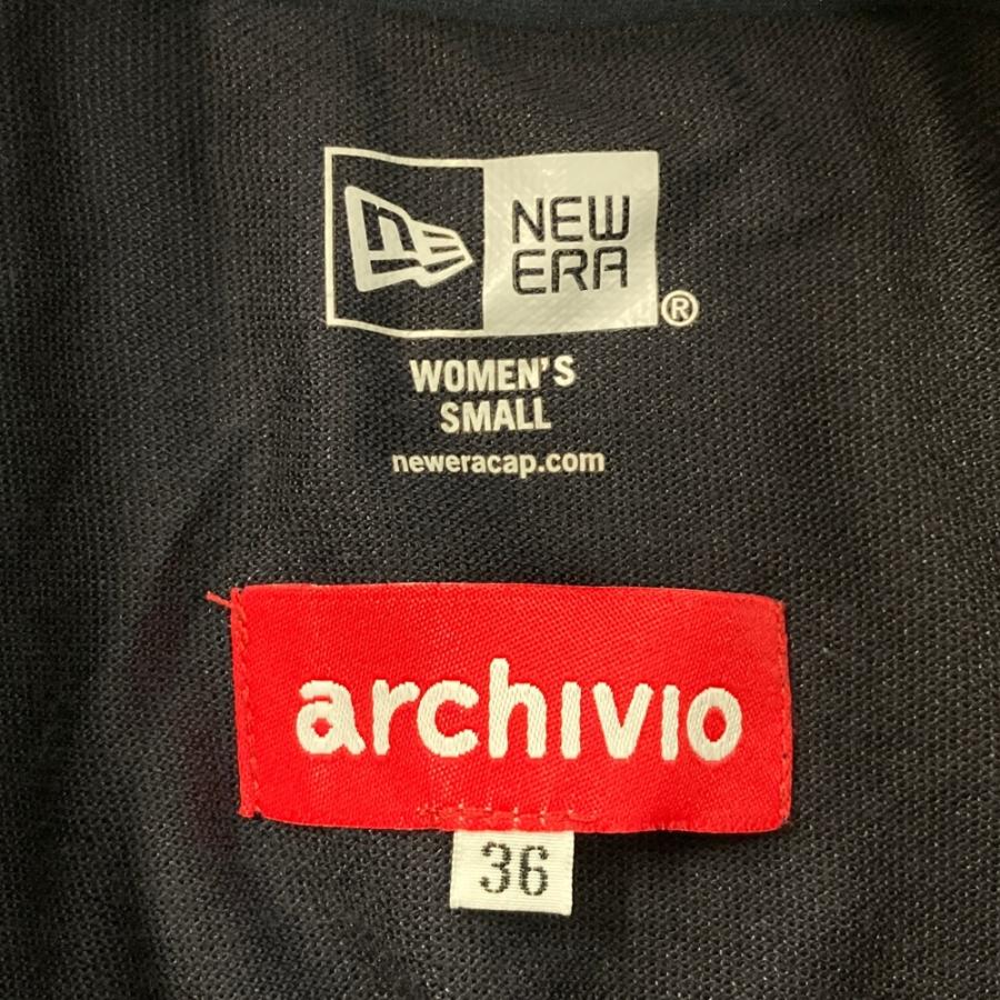 【アルチビオ】極美品 モックネック 総柄 ネイビー 36サイズ レディース ARCHIVIO アルチビオ ×NEW ERA モックネック 半袖Tシャツ ネイビー系