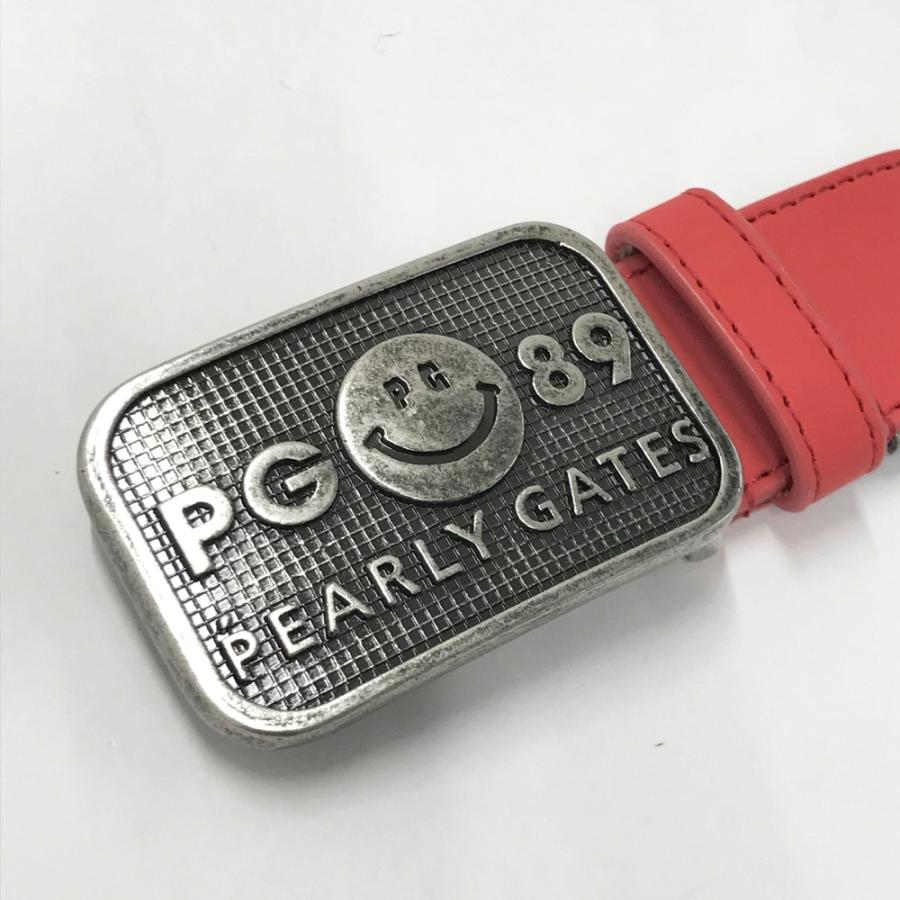 PEARLY GATES パーリーゲイツ バックルベルト ニコちゃん レッド系