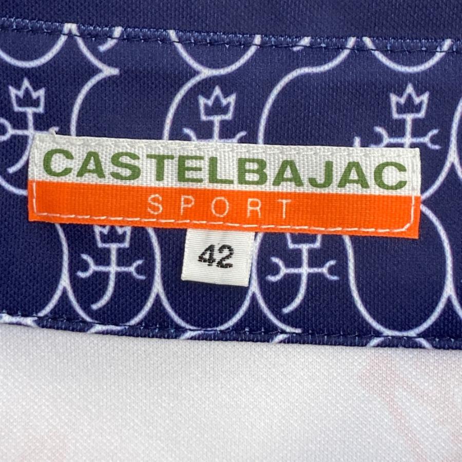 CASTELBAJAC ジップアップワンピース 42 CASTELBAJAC カステルバジャック 半袖ワンピース ハーフジップ 総柄