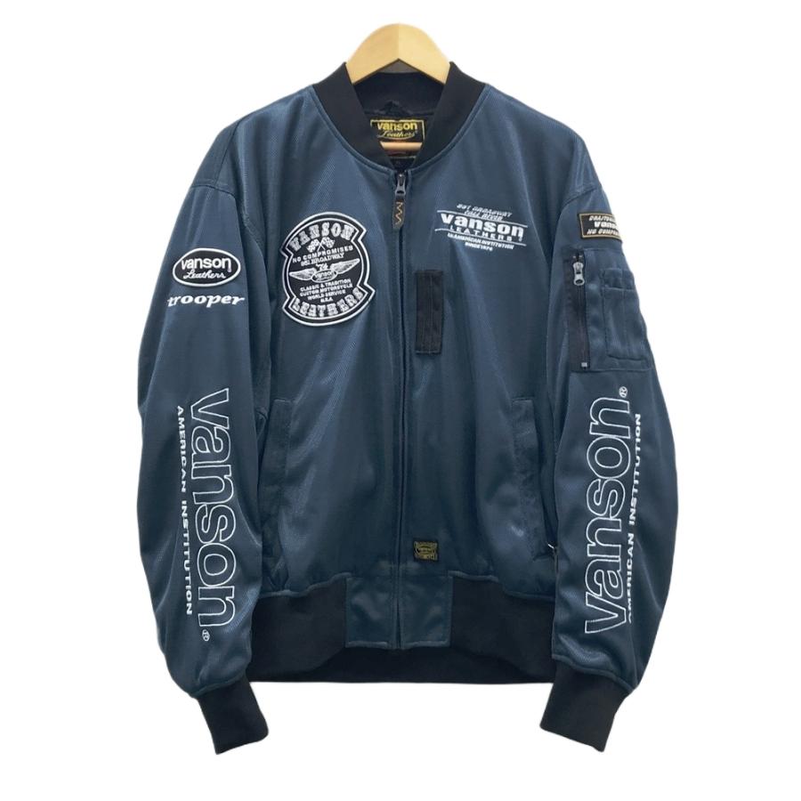 ★特価 VANSON VSE25101S MA-1 ライダース ジャケット XL VANSON バンソン VSE25101S メッシュジャケット MA-1 ネイビー系 XL