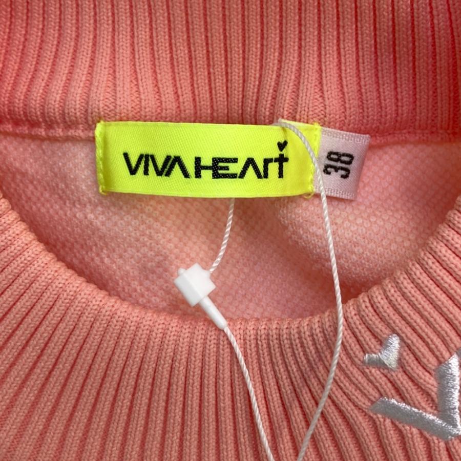 サイズ：38 VIVA HEART ビバハート  半袖ニットセーター 総柄 ピンク系 [240101680718] ゴルフウェア レディース ストスト 新品】VIVA HEART ビバハート 半袖ニットセーター 総柄 ピンク系 38