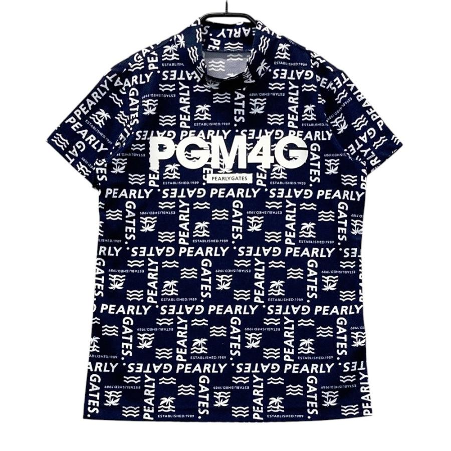 PEARLY GATES（パーリーゲイツ） モックネック 半袖Tシャツ ロゴ 総柄