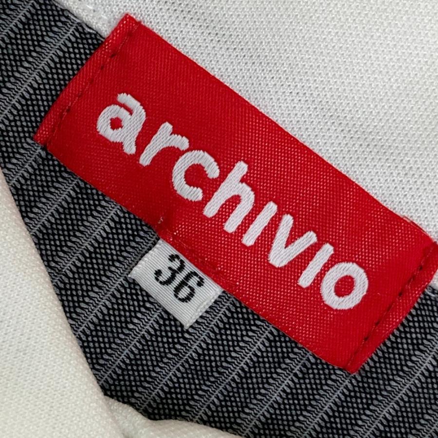 新品【archivio】ゴルフ ノースリーブ ポロシャツ ストライプ ロゴ 36 ARCHIVIO アルチビオ ノースリーブポロシャツ ストライプ柄 ブラック系