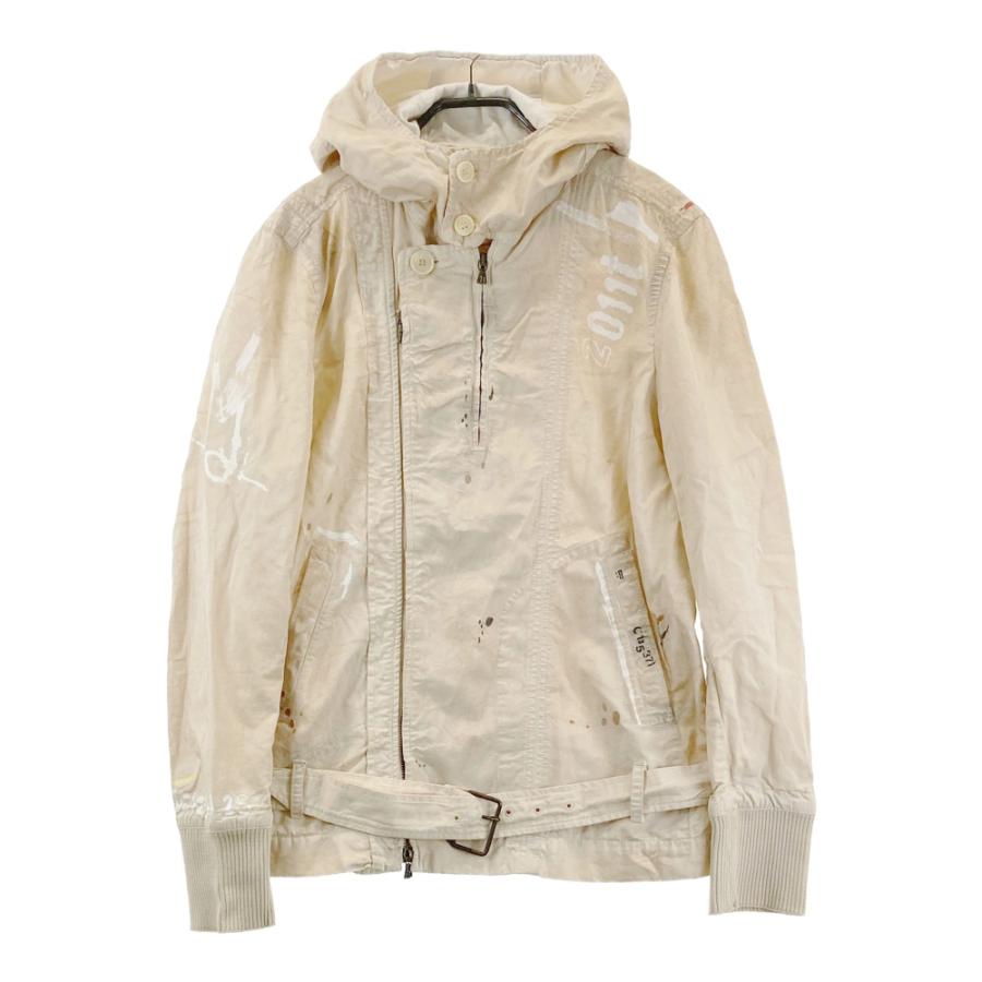 DIESEL ディーゼル ライダースジャケット ダメージ加工 ベージュ系 M 