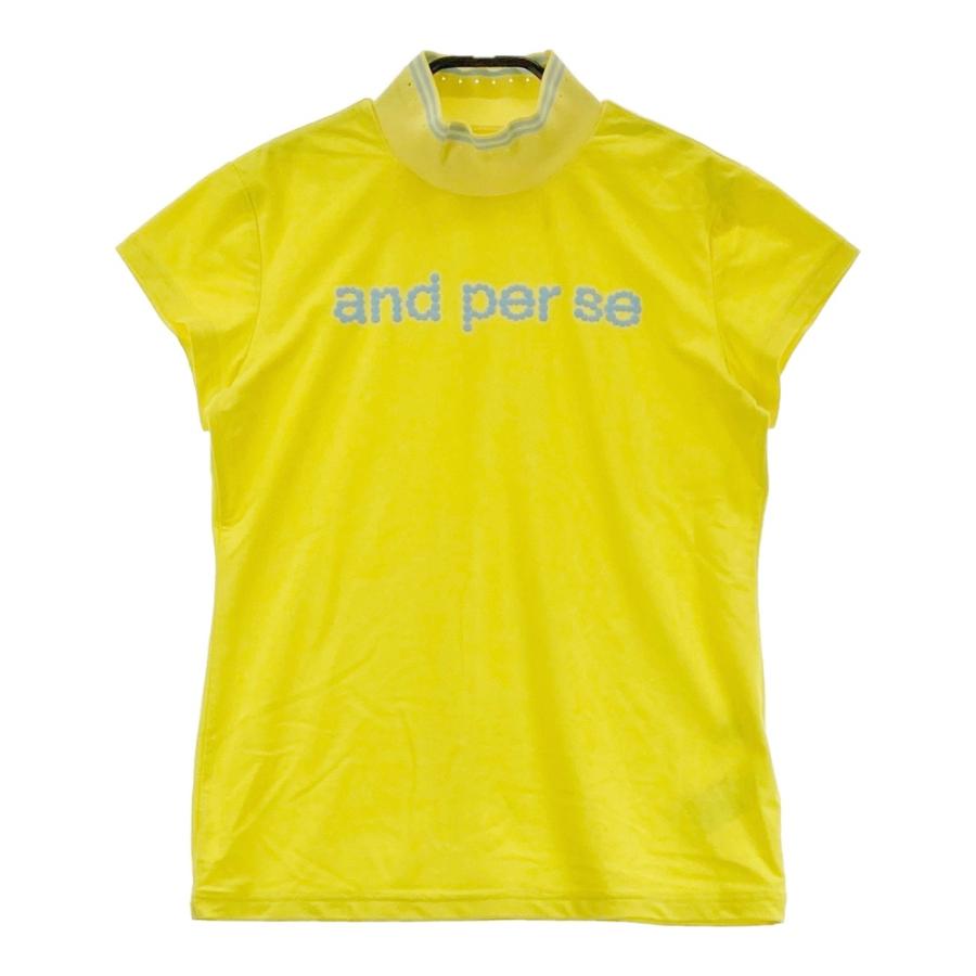 AND PER SE アンパスィ ハイネック 半袖Tシャツ イエロー系 M ゴルフ 