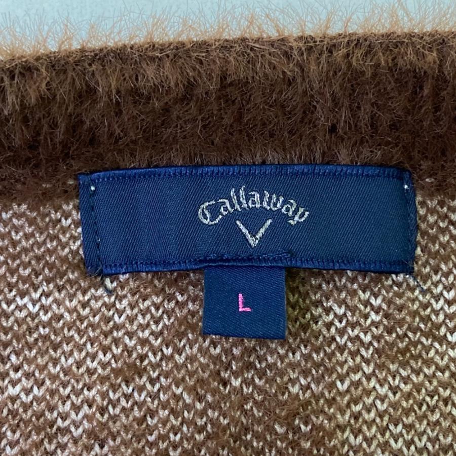 Callaway（キャロウェイ） ウール混 長袖ニットセーター チェック柄