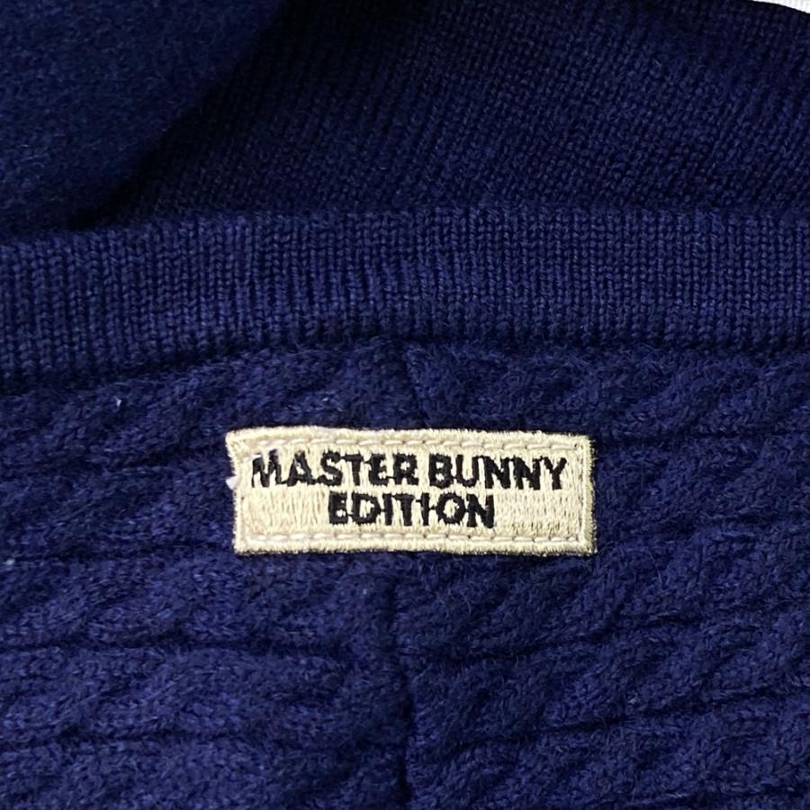 サイズ：1 MASTER BUNNY EDITION マスターバニーエディション  フード付 ニットジャケット  ネイビー系 [240101684293] ゴルフウェア レディース ストスト MASTER BUNNY EDITION（マスターバニーエディション） フード付 ニット