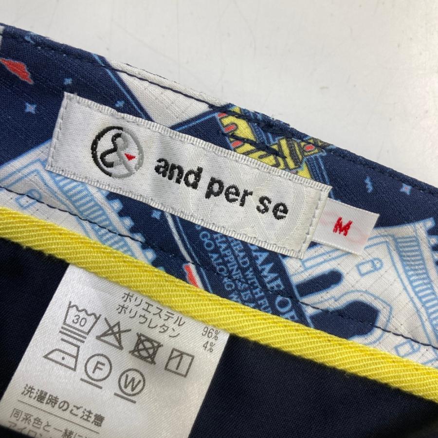 and per se（アンパスィ） ストレッチ ショートパンツ 総柄 ネイビー系