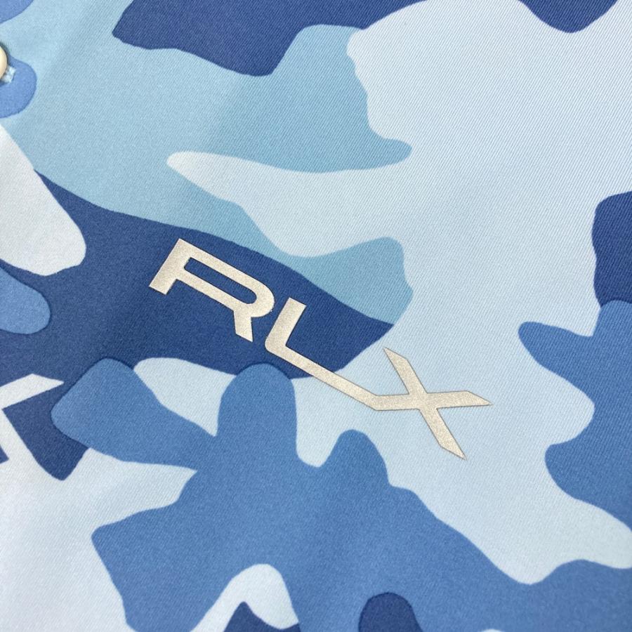 美品】RLX ラルフローレン 半袖ポロシャツ カモフラ ブルー系 M ゴルフ