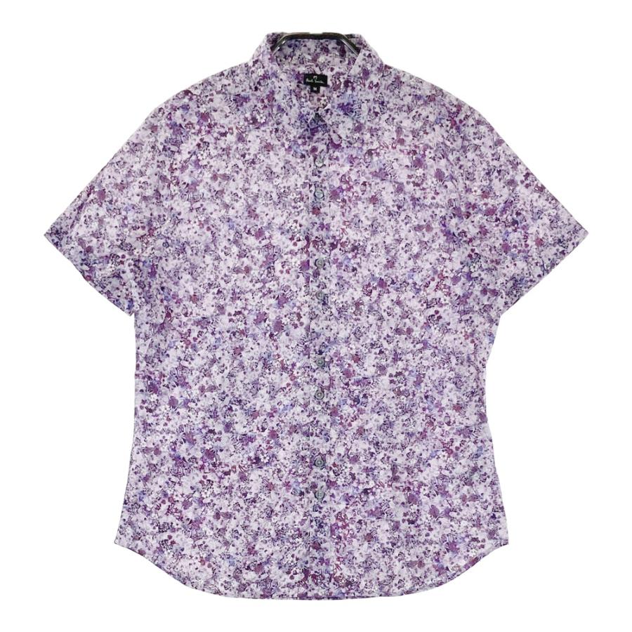 ル*ィ様 【Paul Smith Collection】花柄 半袖シャツ Lサイ PAUL SMITH ポールスミス 半袖シャツ 花柄 パープル系 M メンズ