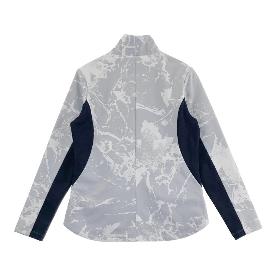 サイズ：S DESCENTE GOLF デサントゴルフ  裏起毛 ジップジャケット 総柄 グレー系 [240101686952] ゴルフウェア レディース ストスト DESCENTE GOLF デサントゴルフ 裏起毛 ジップジャケット 総柄 グレー系