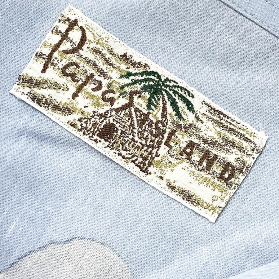 PAPAS パパス ISLAND コットン 半袖シャツ 総柄 ブルー系 52/LL メンズ