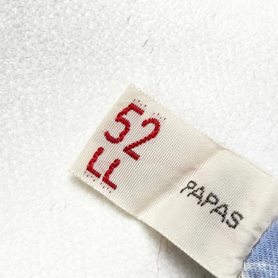 PAPAS パパス ISLAND コットン 半袖シャツ 総柄 ブルー系 52/LL メンズ 
