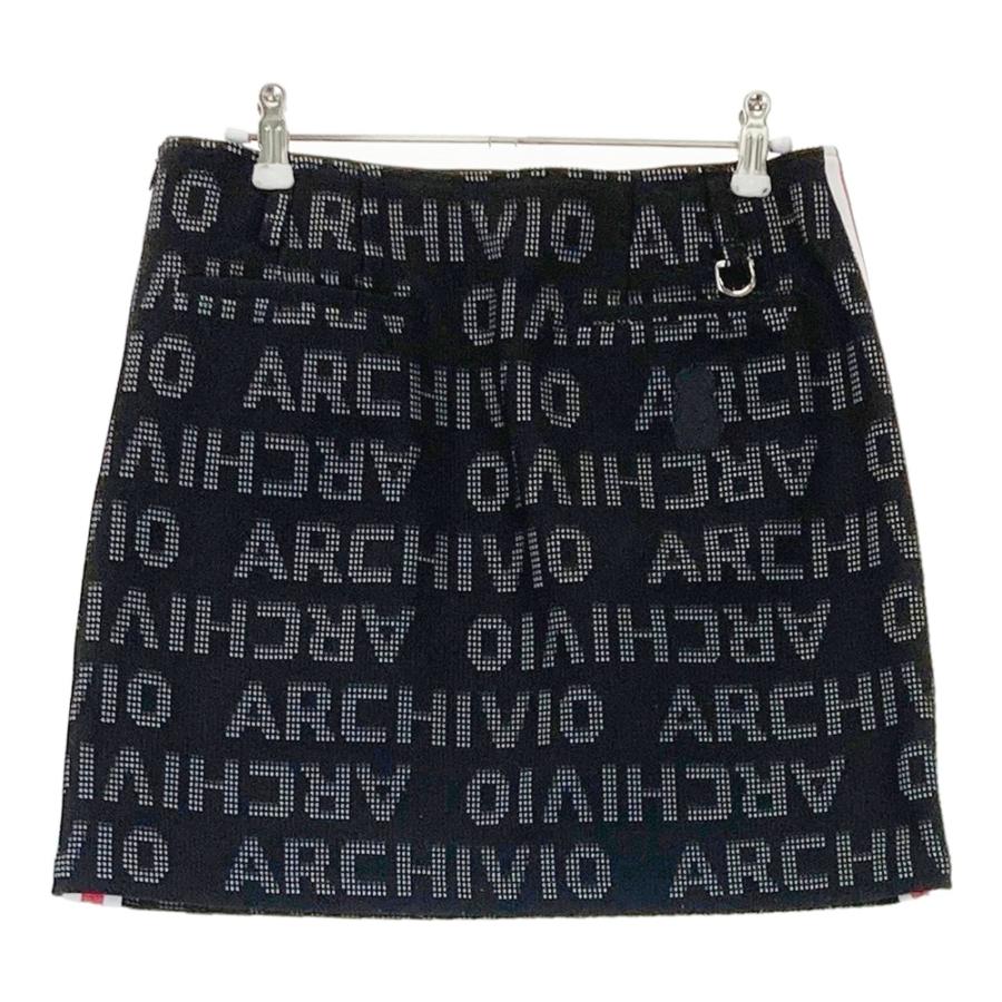 ARCHIVIO アルチビオ 裏地付 ニットスカート ロゴ総柄 ブラック系 38 