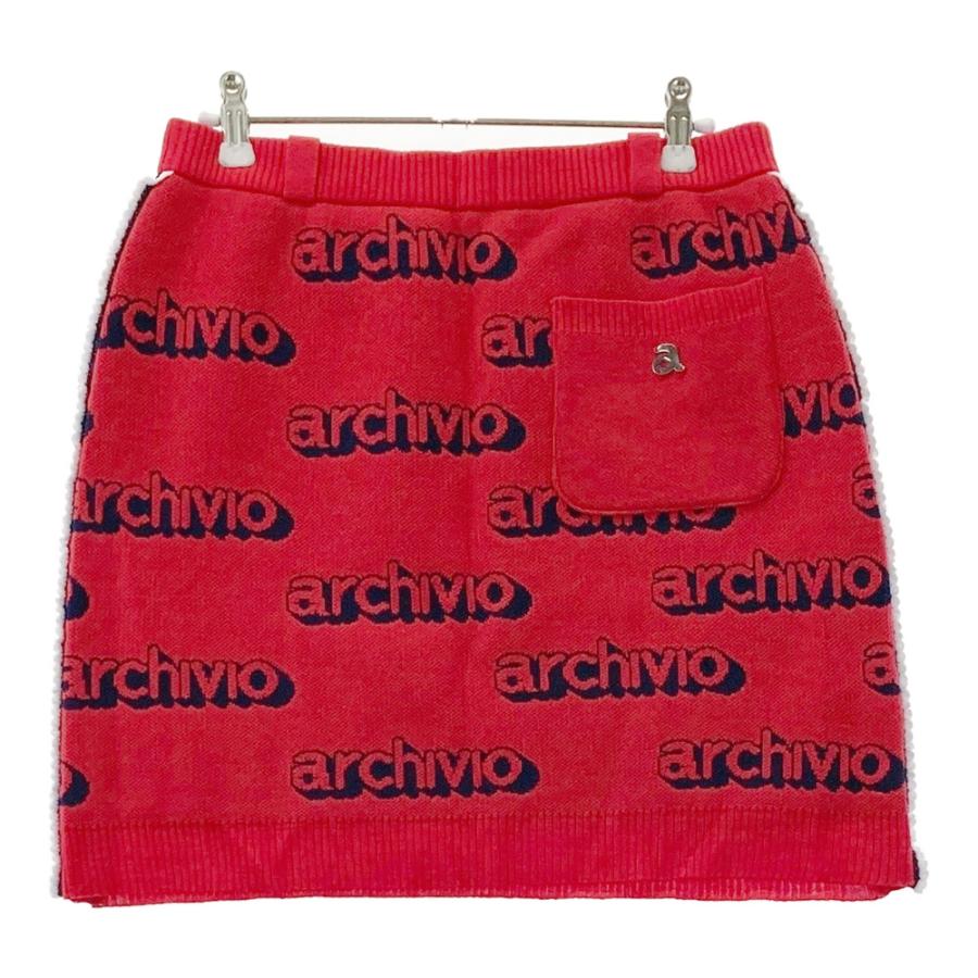 アルチビオarchivioニットセーター・スカート サイズ38 ARCHIVIO アルチビオ 裏地付 ニットスカート ロゴ総柄 レッド系 38
