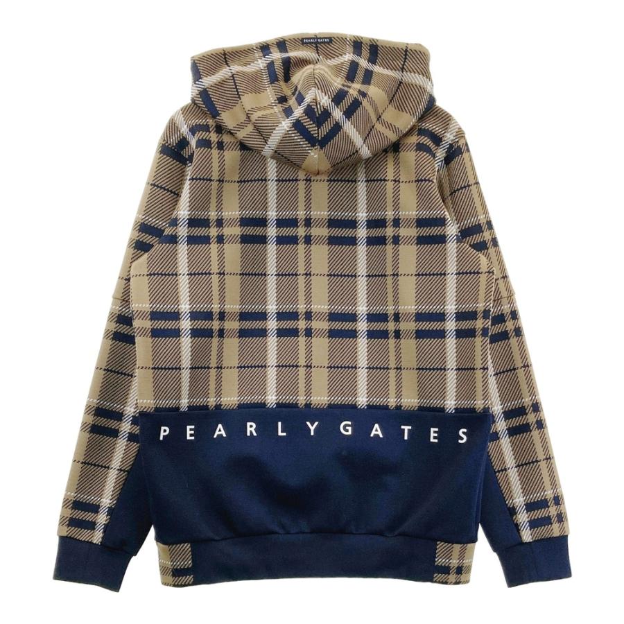 サイズ：5 PEARLY GATES パーリーゲイツ  フード付 ニットジャケット パーカー チェック柄 ブラウン系 [240101688943] ゴルフウェア メンズ ストスト PEARLY GATES（パーリーゲイツ） フード付 ニットジャケット パーカー