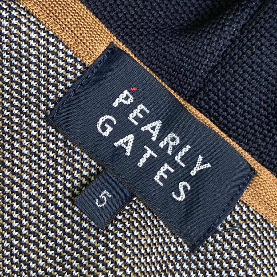 サイズ：5 PEARLY GATES パーリーゲイツ  フード付 ニットジャケット パーカー チェック柄 ブラウン系 [240101688943] ゴルフウェア メンズ ストスト PEARLY GATES（パーリーゲイツ） フード付 ニットジャケット パーカー