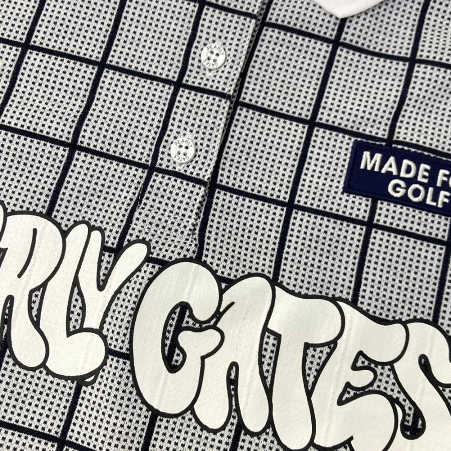 PEARLY GATES パーリーゲイツ 半袖ポロシャツ 格子チェック柄 グレー系