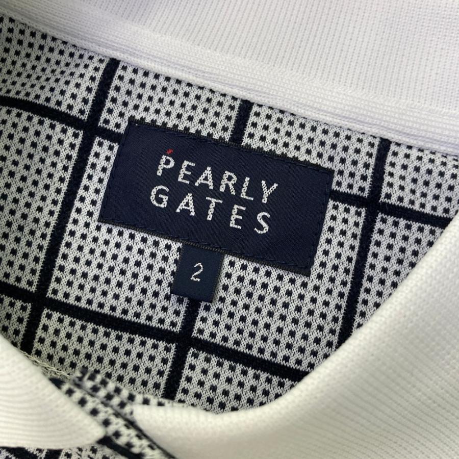 PEARLY GATES パーリーゲイツ 半袖ポロシャツ 格子チェック柄 グレー系