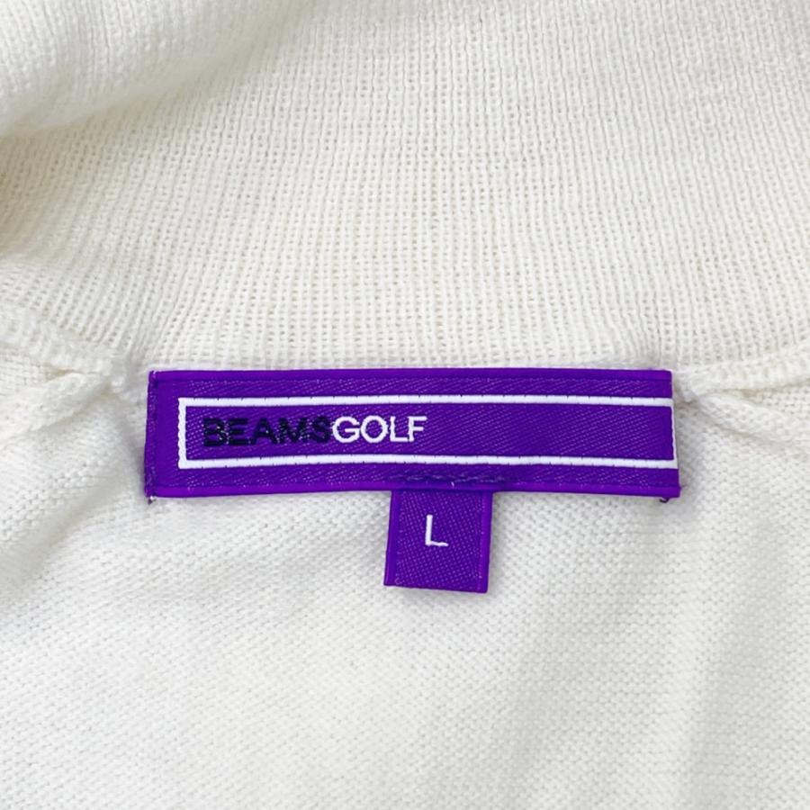 サイズ：L BEAMS GOLF ビームスゴルフ パープルレーベル カシミヤ混 ニット ジップジャケット  ホワイト系 [240101690488] ゴルフウェア メンズ ストスト BEAMS GOLF（ビームス ゴルフ） パープルレーベル カシミヤ混 ニット