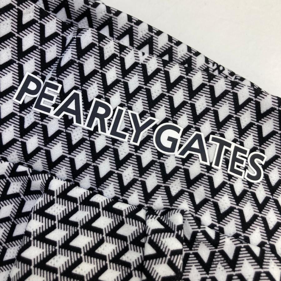 【美品】パーリーゲイツ ハイネック モックネック カットソー ダイヤ柄 ロゴ PEARLY GATES パーリーゲイツ モックネック 長袖Tシャツ ダイヤ 総柄