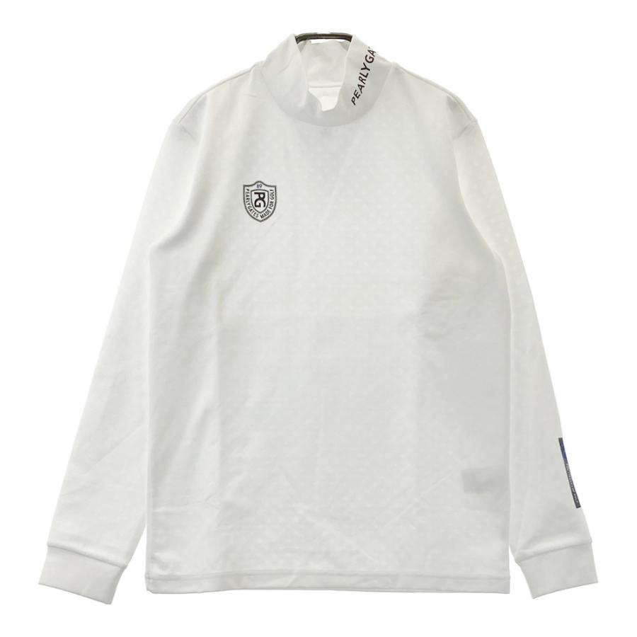 PEARLY GATES パーリーゲイツ モックネック 長袖Tシャツ 総柄 ホワイト