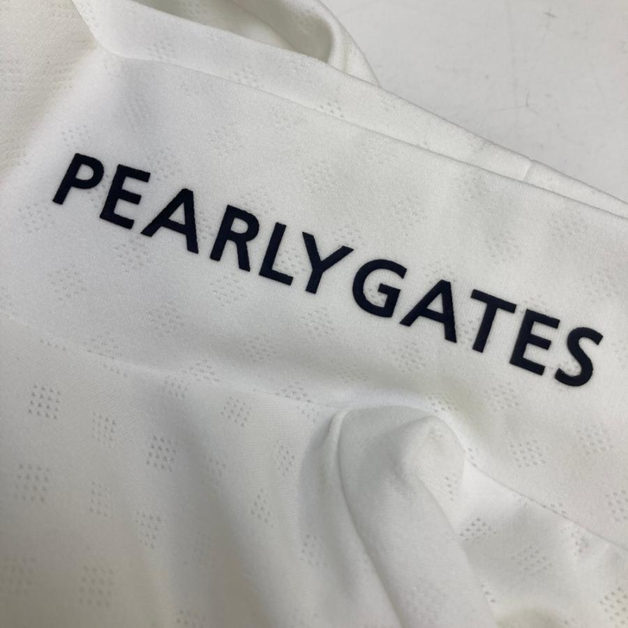 PEARLY GATES パーリーゲイツ モックネック 長袖Tシャツ 総柄 ホワイト