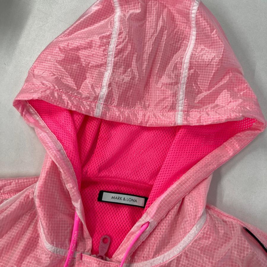 サイズ：S MARK&LONA マークアンドロナ  裏メッシュ 長袖ブルゾン ジャケット チェック×カモフラ総柄 ネイビー系 [240101270542] ゴルフウェア レディース ストスト MARK&LONA（マークアンドロナ） メッシュ裏地 フード付き 長袖